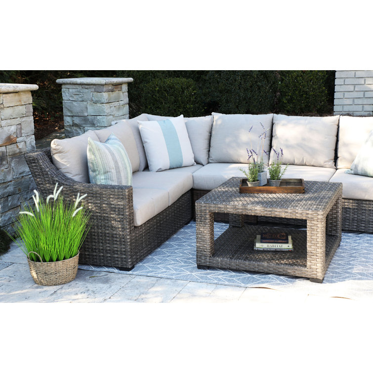 Red Barrel Studio® Alder 5 Piece Rattan Sectional Seating Group with